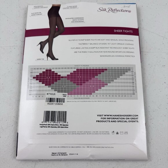 HANES Silk Reflections Control Top Pantyhose Sz AB Color Gentlebrown - Picture 6 of 8